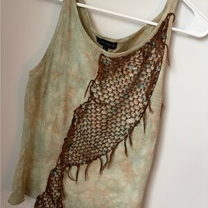 Vintage Tan and Brown Crochet Tank Top